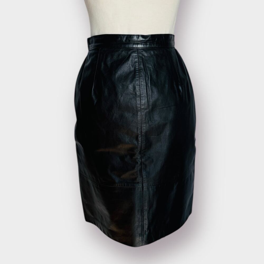 Vintage 90s West Bay Black Leather Skirt